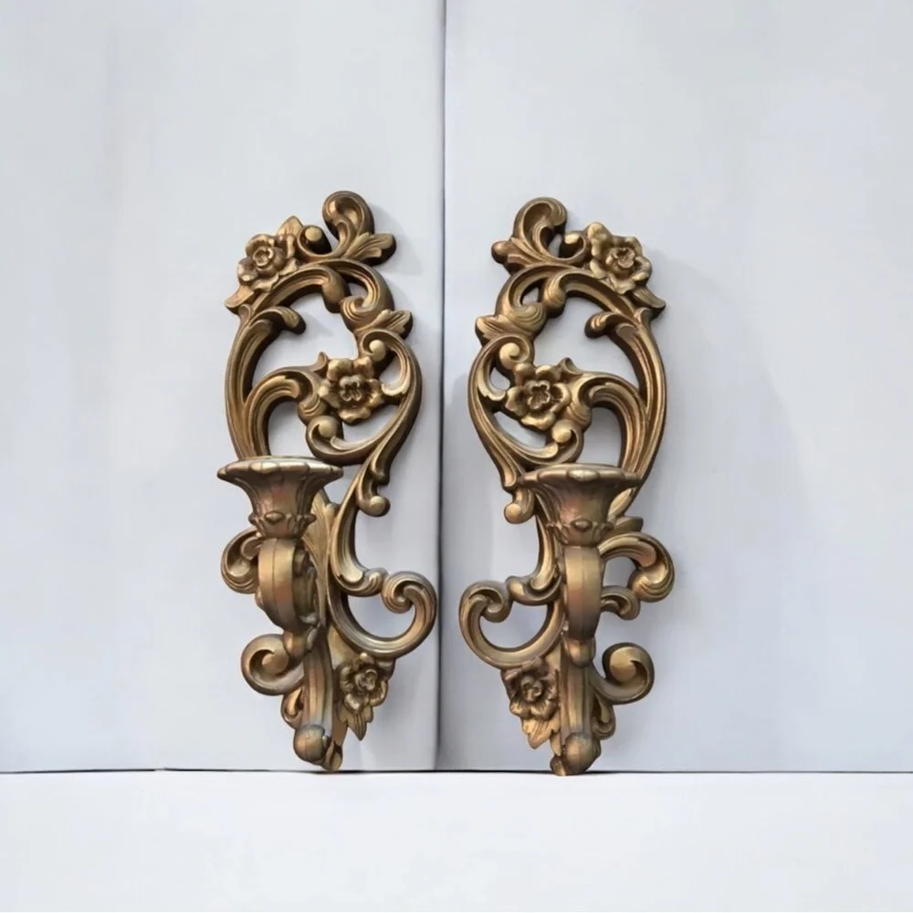 Wall candleholders sconces gold ornate wall candelabra set of 2